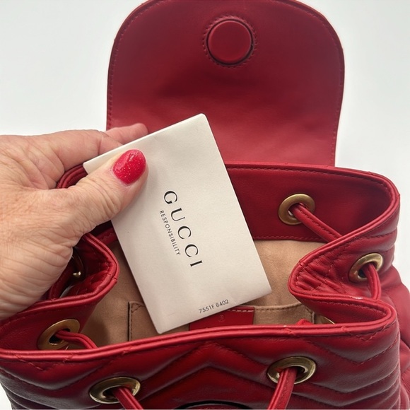 Gucci Marmont Red Leather Backpack - Picture 12 of 12